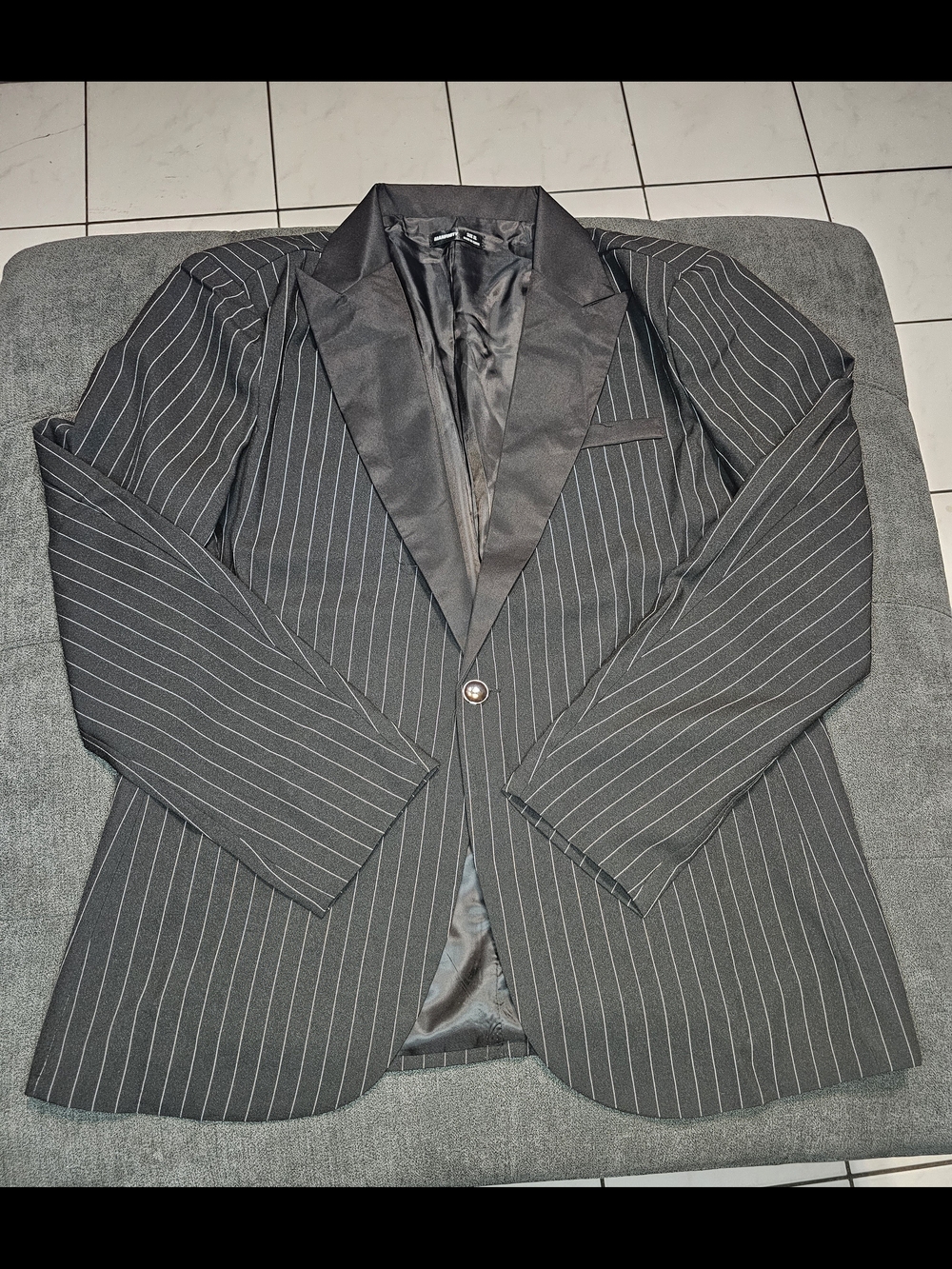 Women's Black Pinstripe Lapel Blazer